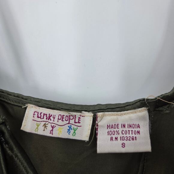 VTG FUNKY PEOPLE SMALL COTTON BOHO PATCHWORK RAW HEM SATIN TIERED MAXI DRESS - Picture 3 of 6